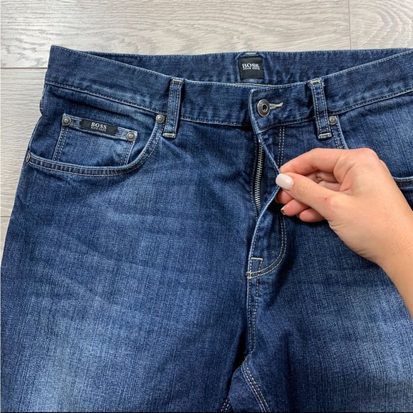 BOSS Hugo Boss Dark Wash Straight Leg Jeans - Picture 6 of 14